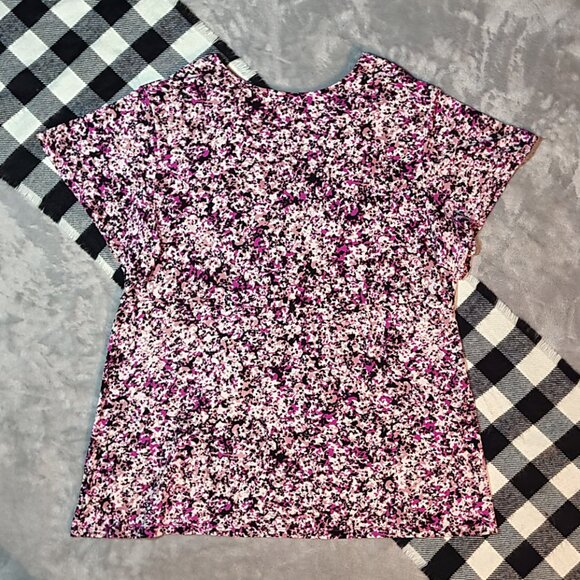 ❄️ 1X | Daisy Fuentes | Speckled Short Sleeved Ruched V-Neck Blouse - Picture 3 of 6